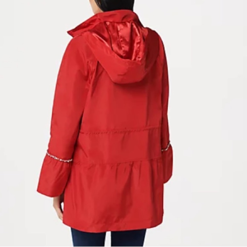Dennis Basso Embellished Water Resistant Hooded Anorak - Picture 5 of 14
